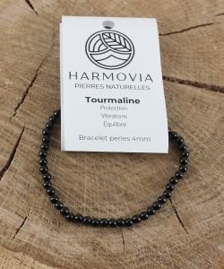 Bracelet Tourmaline Noire - Perles 4mm, 1 pièce